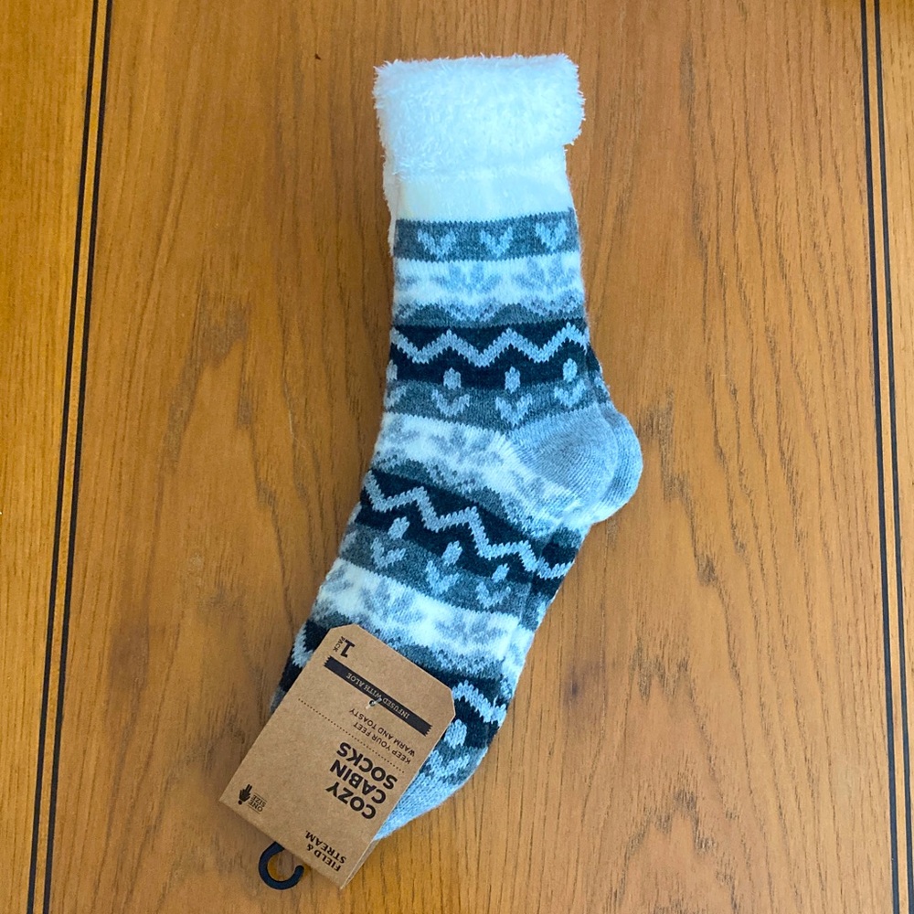 Field & Stream Cozy Aloe Infused Cabin Socks - Black, Gray and White